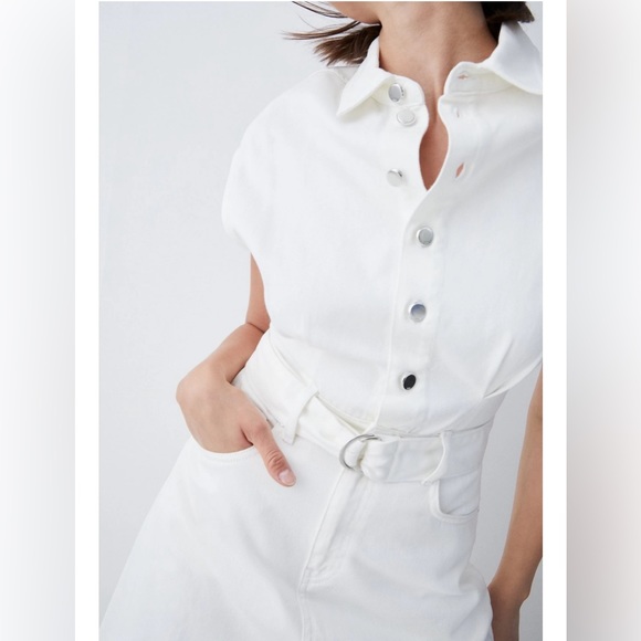 NWT Karen Millen Asymmetrical denim white dress - Picture 2 of 13